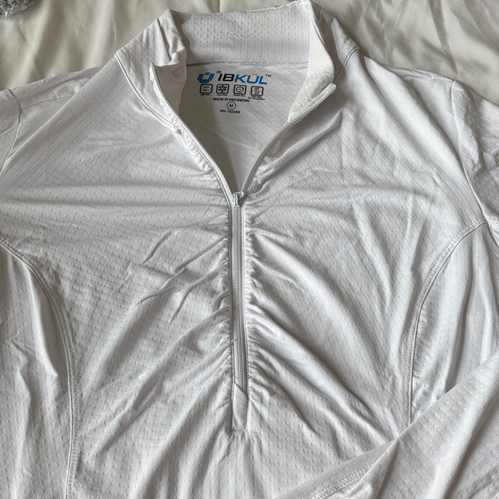 IBKUL White Zip-Front Athletic Pullover